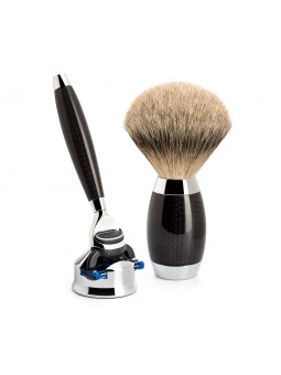 Set Afeitado Brocha de Afeitar Punta Plata & Maquinilla Gillette Fusion Carbono Mühle