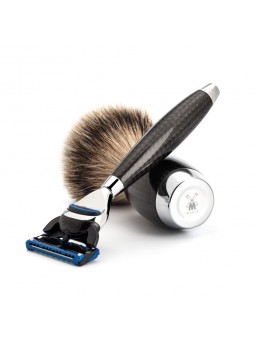 Mühle Limited Edition Mach3 Fusion Razor & Shaving Brush Carbon