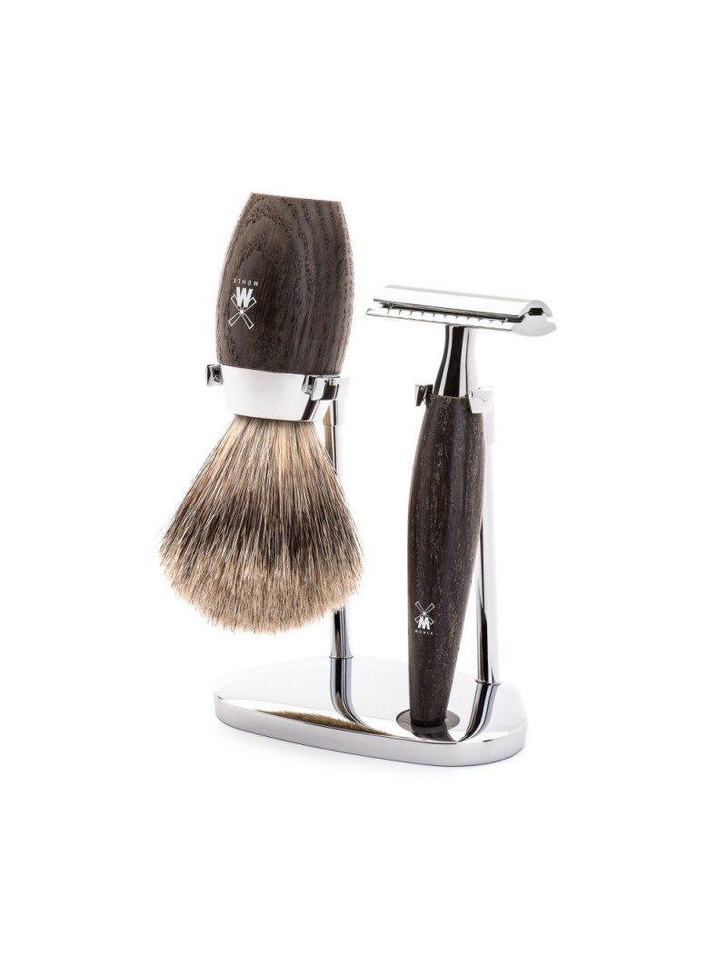 Mühle Shaving Set Fine Badger Shaving Brush & Safety Razor Bog Oak Kosmo Series