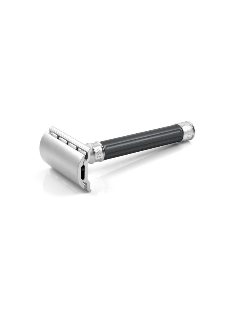 Edwin Jagger Double Edge Stainless Steel Safety Razor Grooved Anodised Gun Metal