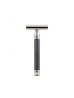 Edwin Jagger Double Edge Stainless Steel Safety Razor Grooved Anodised Gun Metal