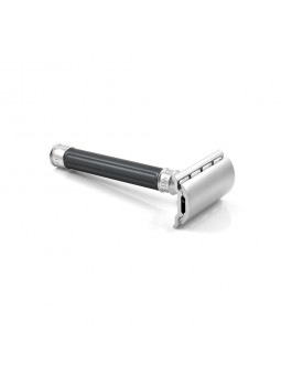 Edwin Jagger Double Edge Stainless Steel Safety Razor Grooved Anodised Gun Metal