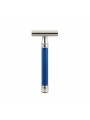 Edwin Jagger Double Edge Stainless Steel Safety Razor Grooved Anodised Blue