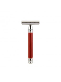 Edwin Jagger Double Edge Stainless Steel Safety Razor Grooved Anodised Red