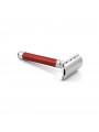 Edwin Jagger Double Edge Stainless Steel Safety Razor Grooved Anodised Red