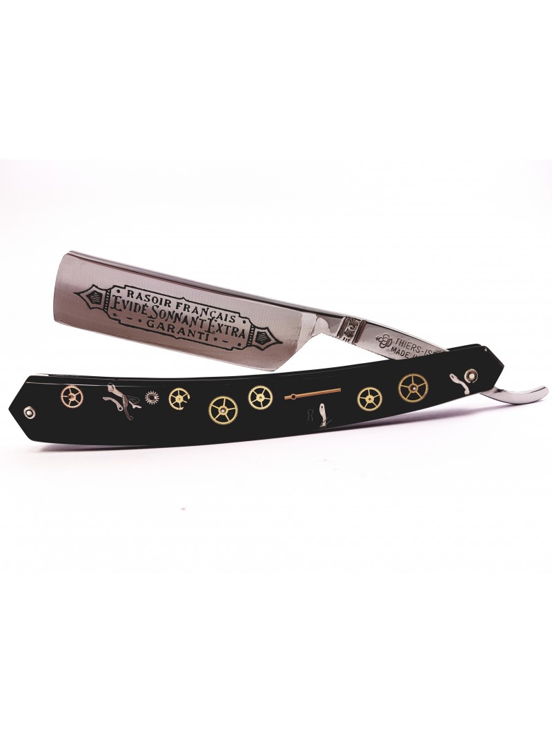 Thiers Issard Straight Razor 6/8 1196 Inlay Black Mecanism