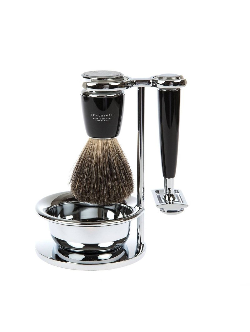 Mühle Rytmo Shaving Set Fibre Shaving Brush, Safety Razor Resin Black  & Bowl