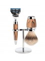 MÜHLE shaving set, silvertip badger, with Gillette® Fusion™, handle material made of spalted beech