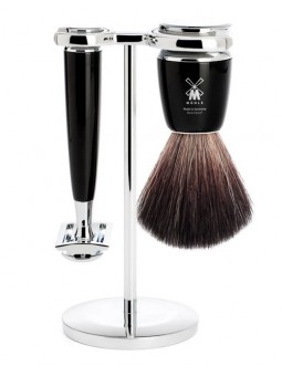 MÜHLE RYTMO, Black 3-piece Black Fibre / Safety Razor Shaving Set