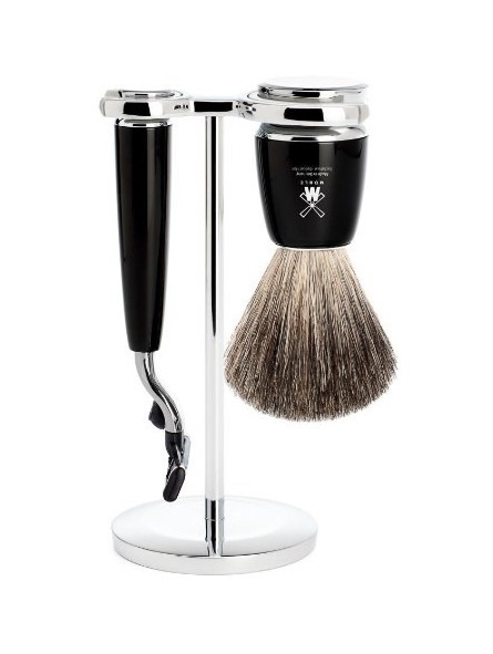 Set Afeitado Mühle Brocha Afeitar, Maquinilla Gillette® Mach & Soporte Rytmo