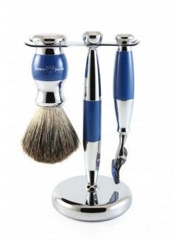 Set 3 Piezas Maquinilla Gillette Fusion, Brocha de Afeitar Sintética & Soporte Edwin Jagger