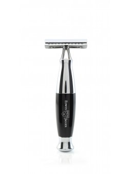 Set Clasic Razor, Shaving Brush Synthetic Fibre and Stand Black