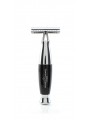 Set Clasic Razor, Shaving Brush Synthetic Fibre and Stand Black