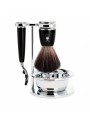 Mühle Traditional Shaving Black Set Pure Badger Fiber Shaving Brush, Razor Mach3 & Bowl Rytmo