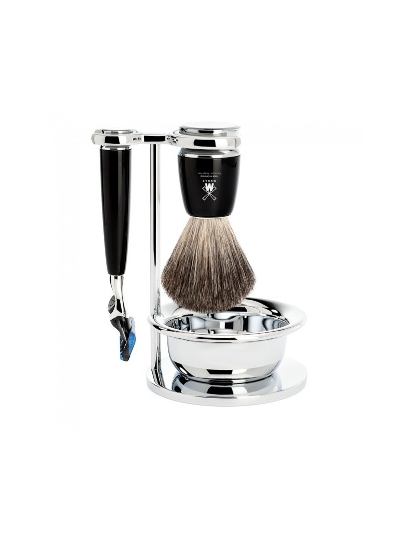 Mühle Rytmo Shaving Set Pure Badger Shaving Brush, Fusion Razor, Bowl & Stand