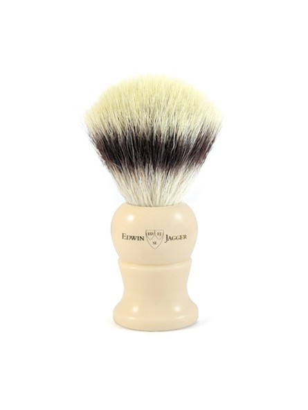 Edwin Jagger Shaving Brush Synthetic Silver Tip Ivory XL