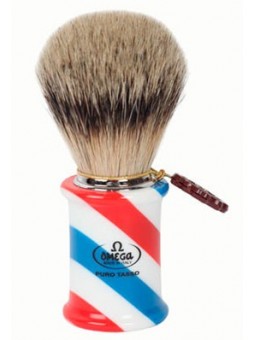 Brocha de Afeitar Tejón Punta Plata "Barber Pole" Omega