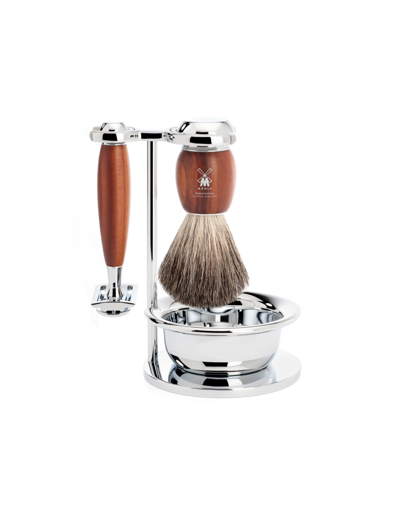 Mühle Shaving Set Silvertip Badger, Safety Razor, handle material metal rosegold